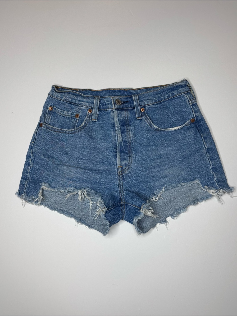 Levi’s 501 Cut Off Jean Shorts W28 Distressed High Rise Denim Daisy Dukes